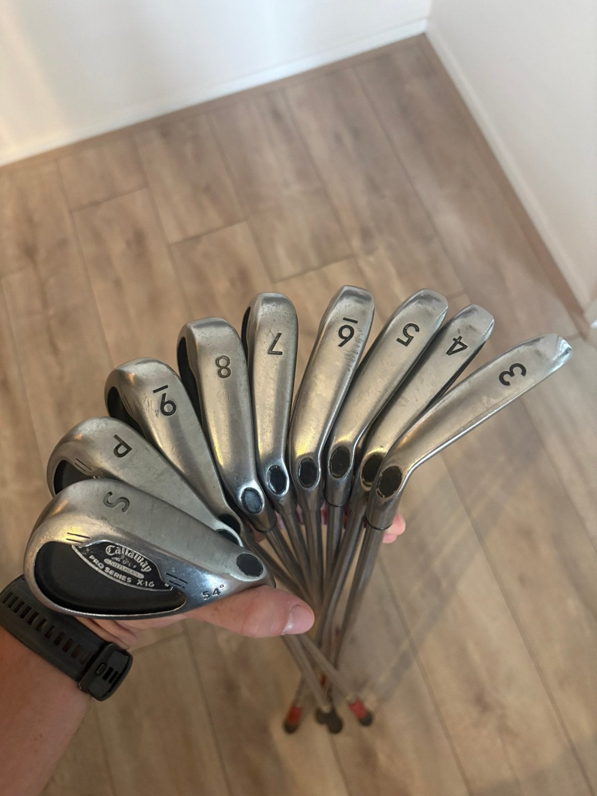 Nike golftas met Callaway ijzers (3-9, P, S), Ophalen, Gebruikt, Set, Callaway