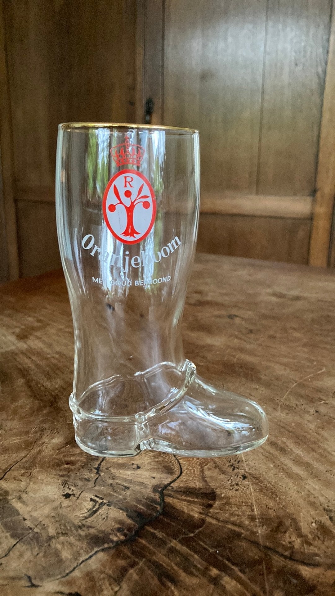 Oranjeboom bierglas laars bier glas rijlaars, Verzamelen, Biermerken, Ophalen of Verzenden, Zo goed als nieuw, Glas of Glazen