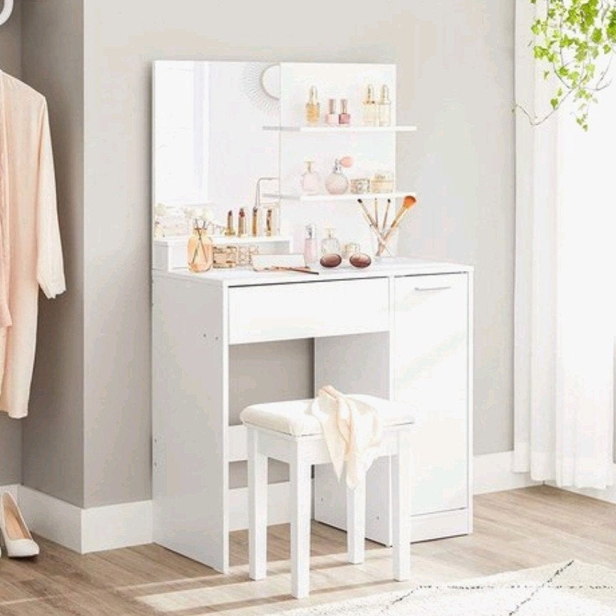 Make-up tafel met spiegel en opbergruimte, Ophalen, Gebruikt, 50 tot 100 cm, Minder dan 100 cm