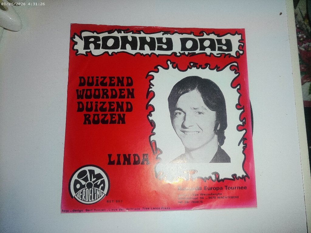 Ronny Day - Duizend woorden Duizend rozen / Linda, Fotohoes, Ophalen of Verzenden, Gebruikt, Nederlandstalig