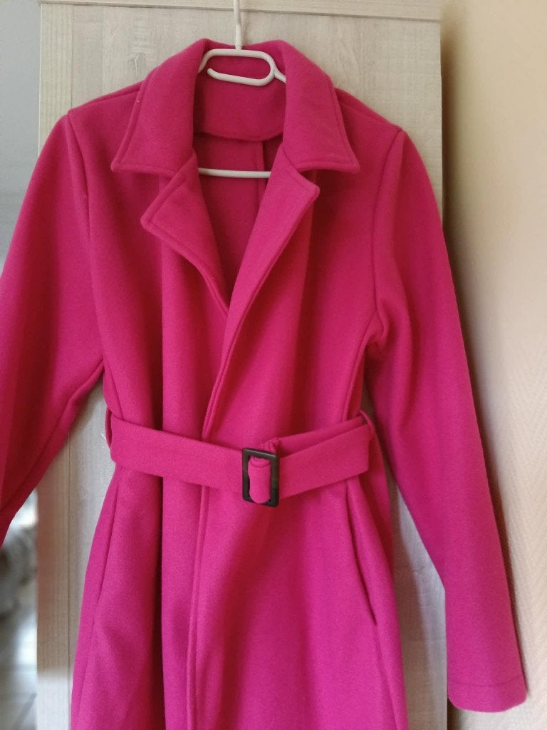 lange jas met riem Shein maat 38, Maat 38/40 (M), Ophalen of Verzenden, Zo goed als nieuw, Roze