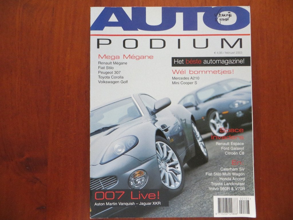 Auto Podium (febr. 2003) Aston Martin Vanquish, Jaguar XKR, Ophalen of Verzenden, Nieuw, Renault