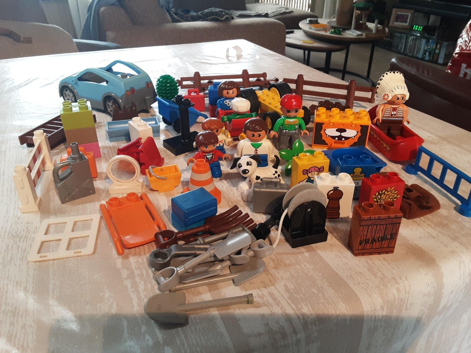 Duplo popjes, hond en hekjes, Ophalen of Verzenden, Zo goed als nieuw, Losse stenen, Duplo