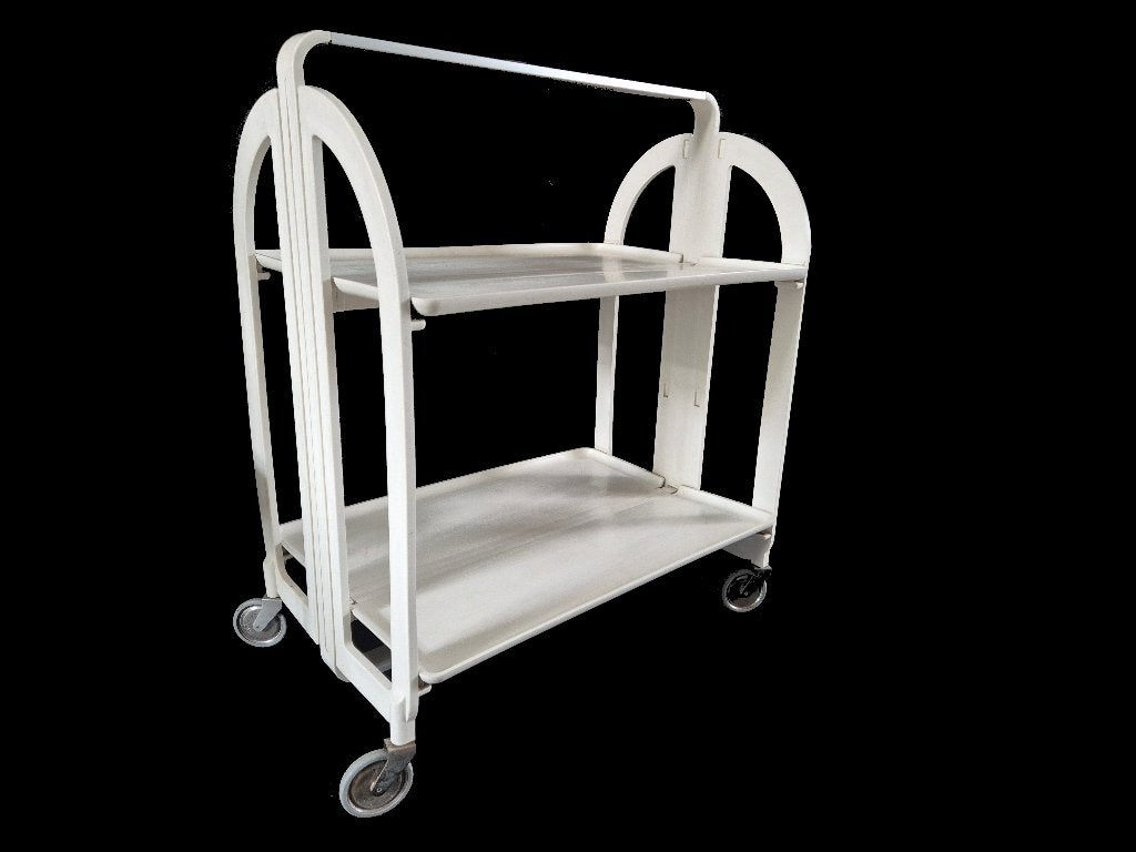 Prachtige inklapbare vintage space age Guzzini trolley, Ophalen, Gebruikt, Wit, Kunststof