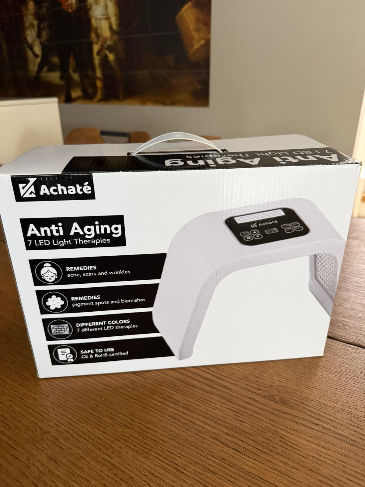 Achaté 7-kleuren LED Lichttherapie Masker, Ophalen of Verzenden, Zo goed als nieuw, Gehele gezicht