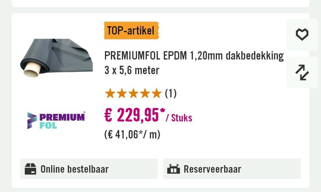 Nieuw EPDM dakbedekking 3x2m, Ophalen, Overige materialen, Zwart, Overige typen