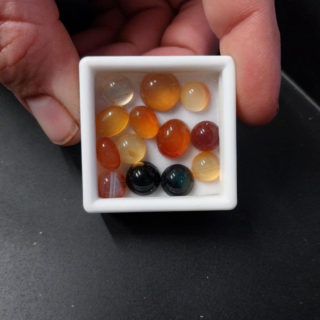 Mix van onyx en carneool cabochons, Sieraden, Tassen en Uiterlijk, Edelstenen, Ophalen of Verzenden