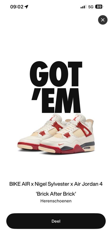 Jordan 4 nigel sylvester brick after brick 42, Ophalen of Verzenden, Zo goed als nieuw, Overige kleuren
