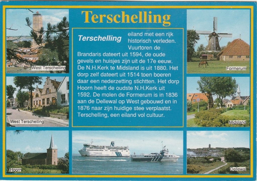 TERSCHELLING West Hoorn Veerboot Tekst, Verzenden, 1980 tot heden, Gelopen, Waddeneilanden