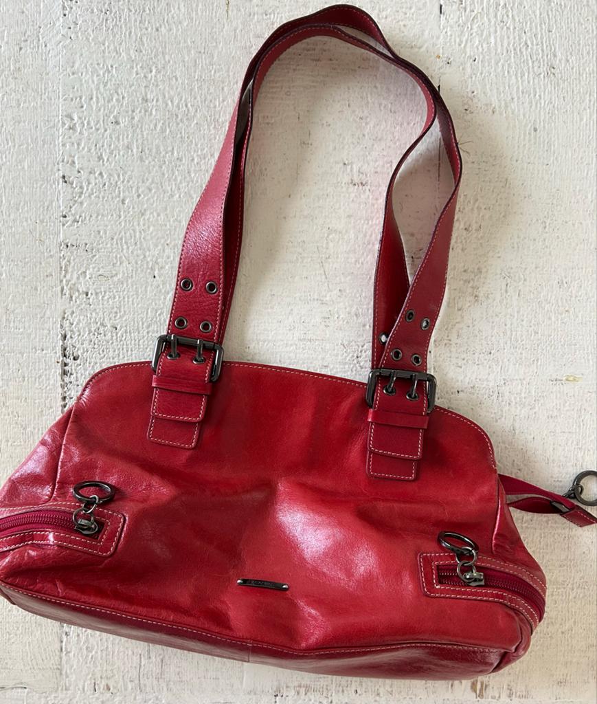 Rode Leren Handtas Claudio Ferrici, Ophalen of Verzenden, Rood, Handtas