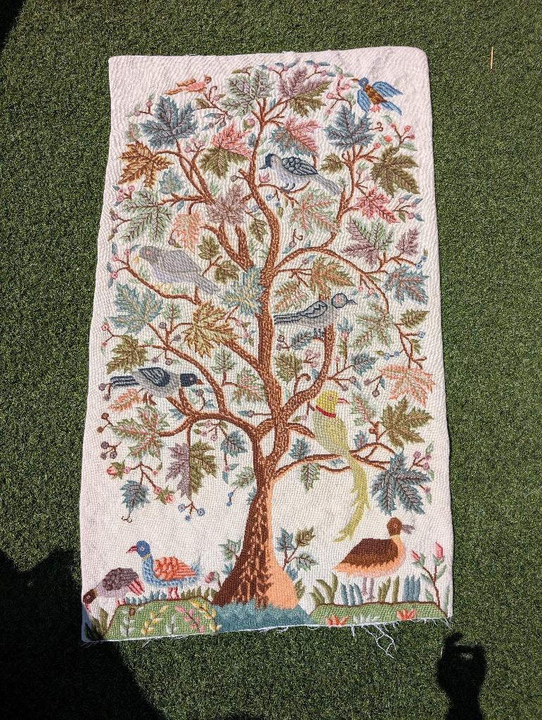 handgemaakt wandtapijt vloerkleed levensboom 150  x 80 cm, Ophalen, Gebruikt, 50 tot 100 cm, Crème
