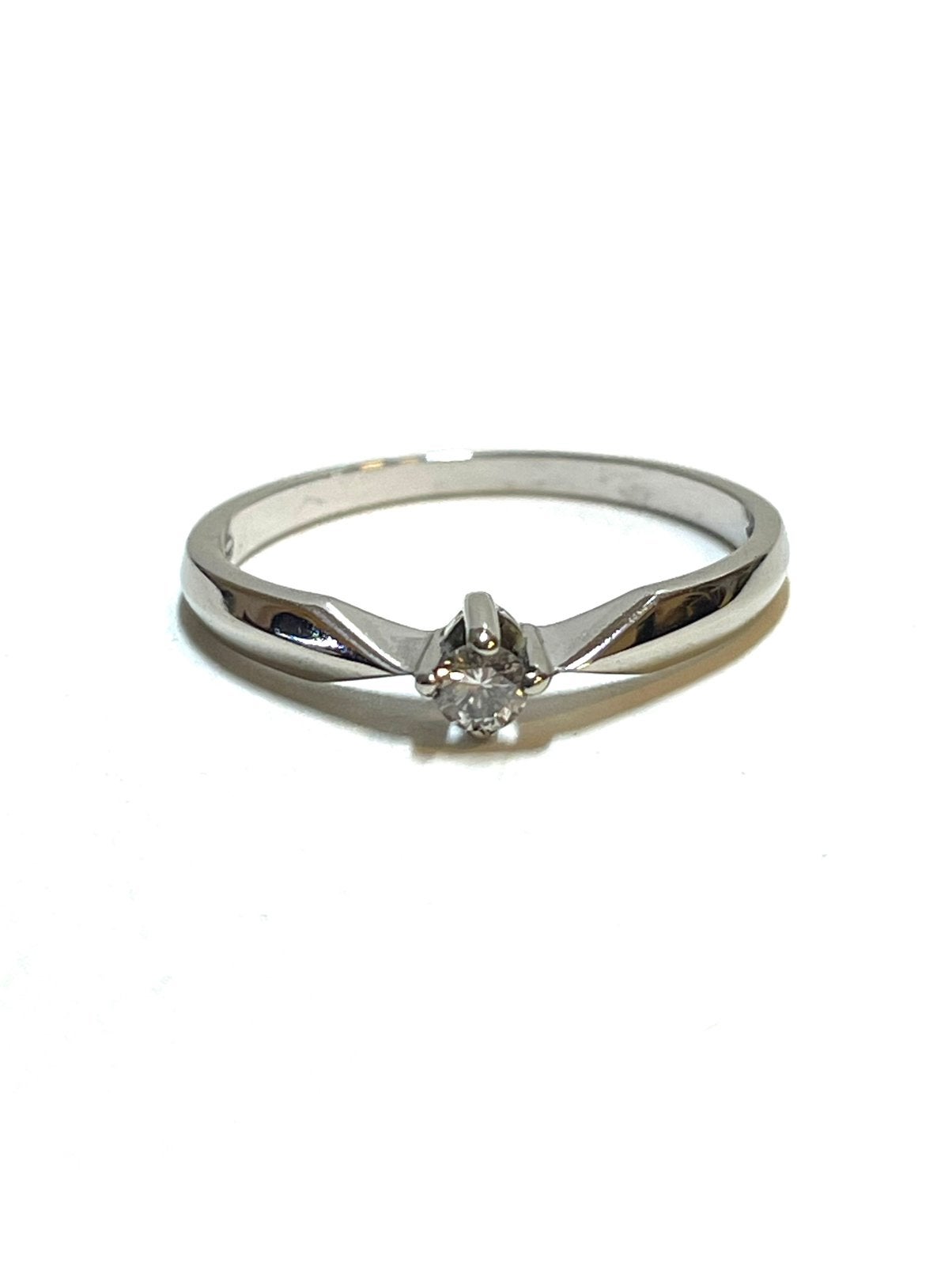 14k witgouden ring met een diamant, -, -, Ophalen of Verzenden, Zo goed als nieuw
