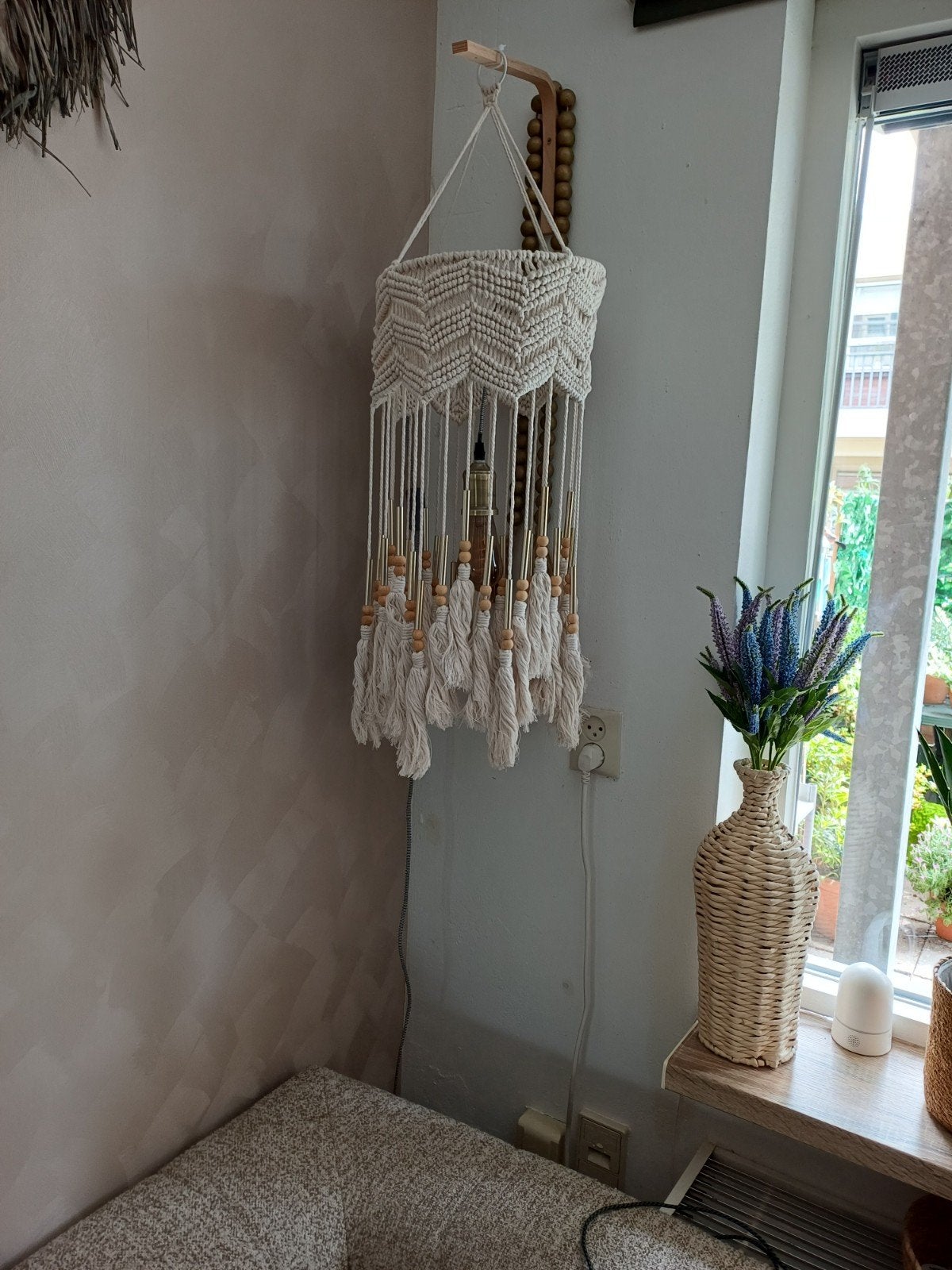 Ontzettend leuke macrame hanger, Huis en Inrichting, Woonaccessoires | Zuilen en Pilaren, Ophalen of Verzenden