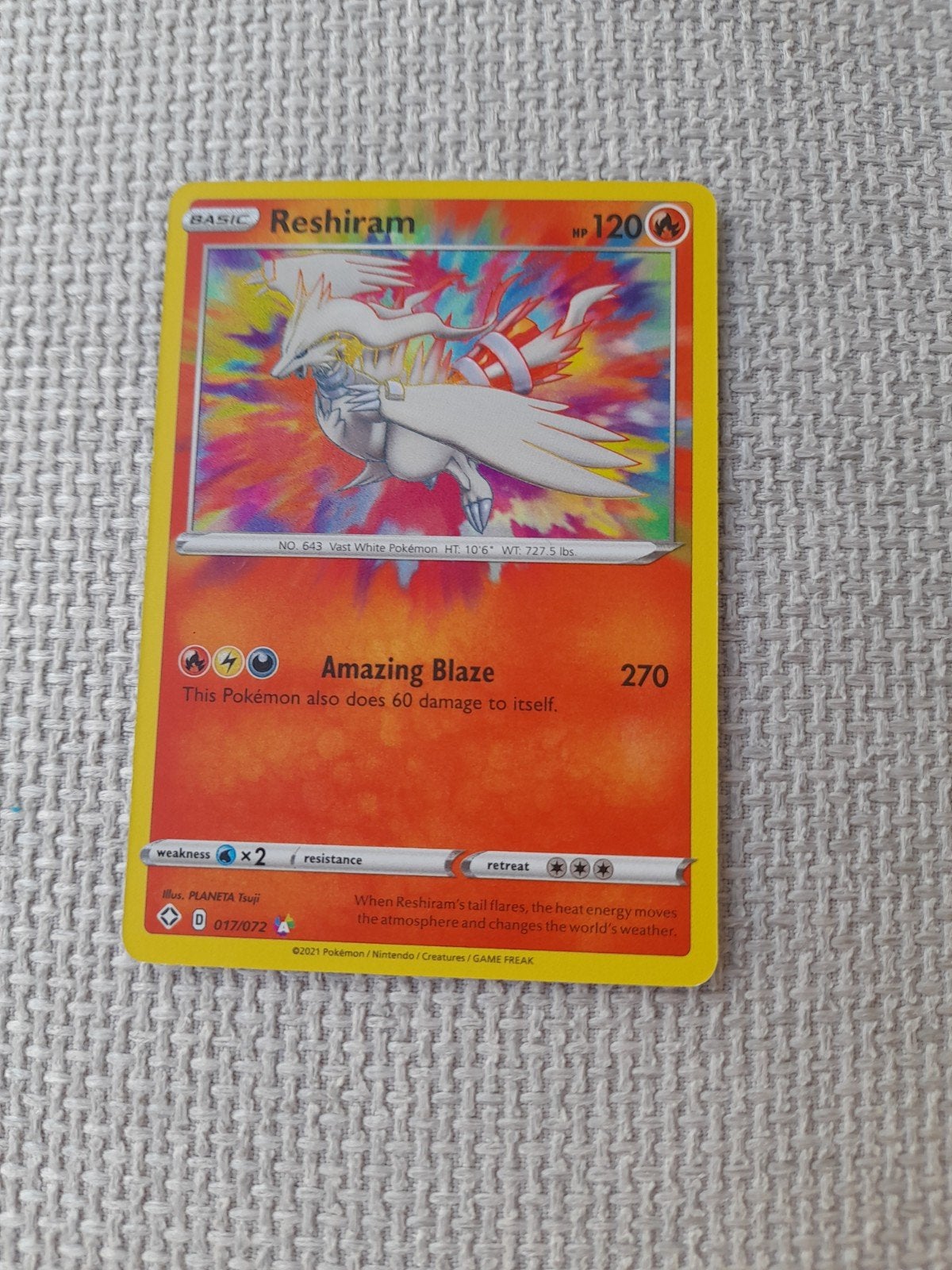 Pokémon Kaart Reshiram Amazing Blaze 017/072, Hobby en Vrije tijd, Verzamelkaartspellen | Pokémon, Ophalen of Verzenden, Zo goed als nieuw