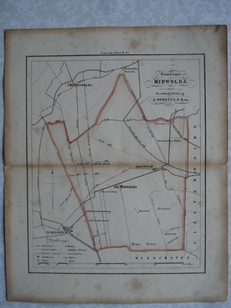 27 Midwolda Oostwold Scheemderzwaag Nieuwolda Litho 1862, Antiek en Kunst, Ophalen of Verzenden