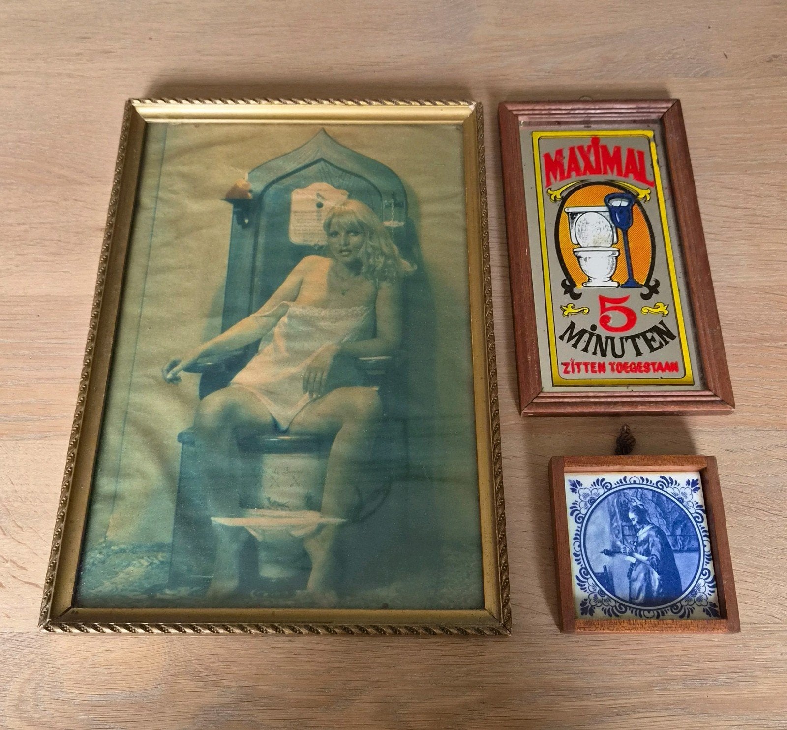 3 leuke vintage schilderijtjes, Verzenden