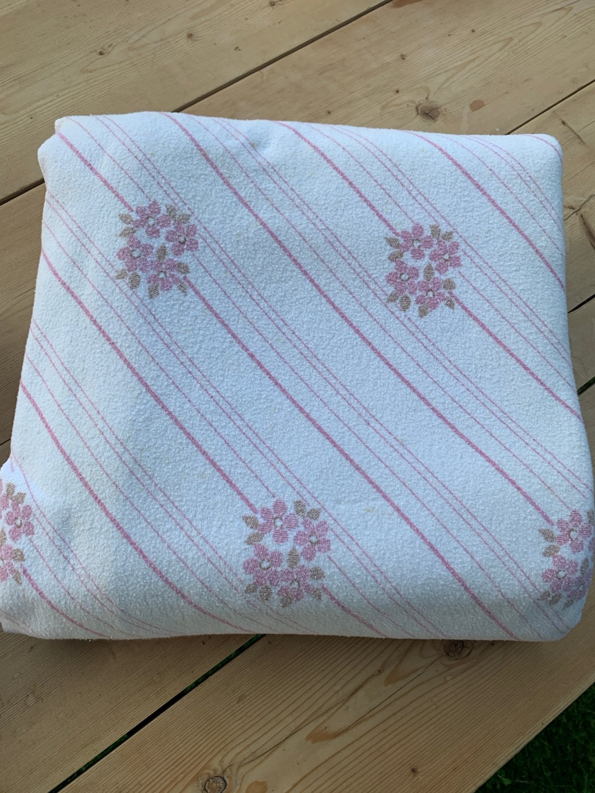 Vintage flanellen laken 175x220cm, Ophalen, Gebruikt, Eenpersoons, Hoeslaken of Sloop
