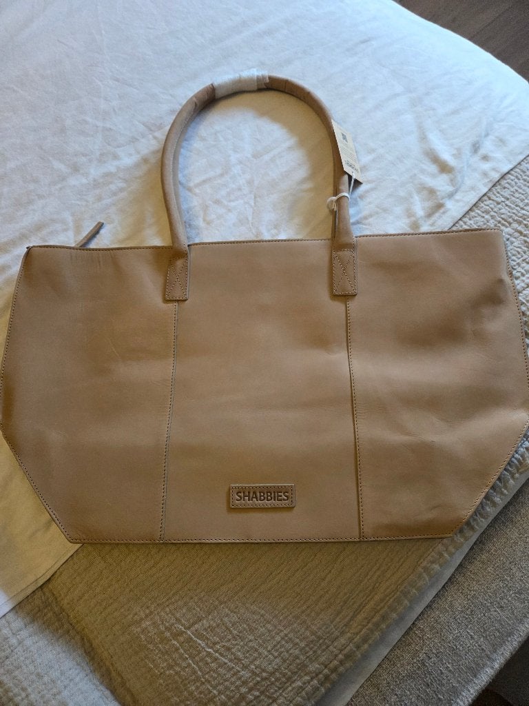 NIEUW:  taupe Shabbies leren tas, Ophalen of Verzenden, Nieuw, Bruin, Handtas