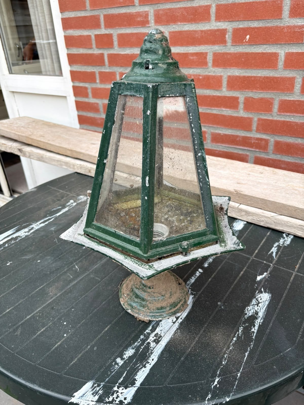 Antieke gietijzeren straatlantaarn - Groen, Ophalen