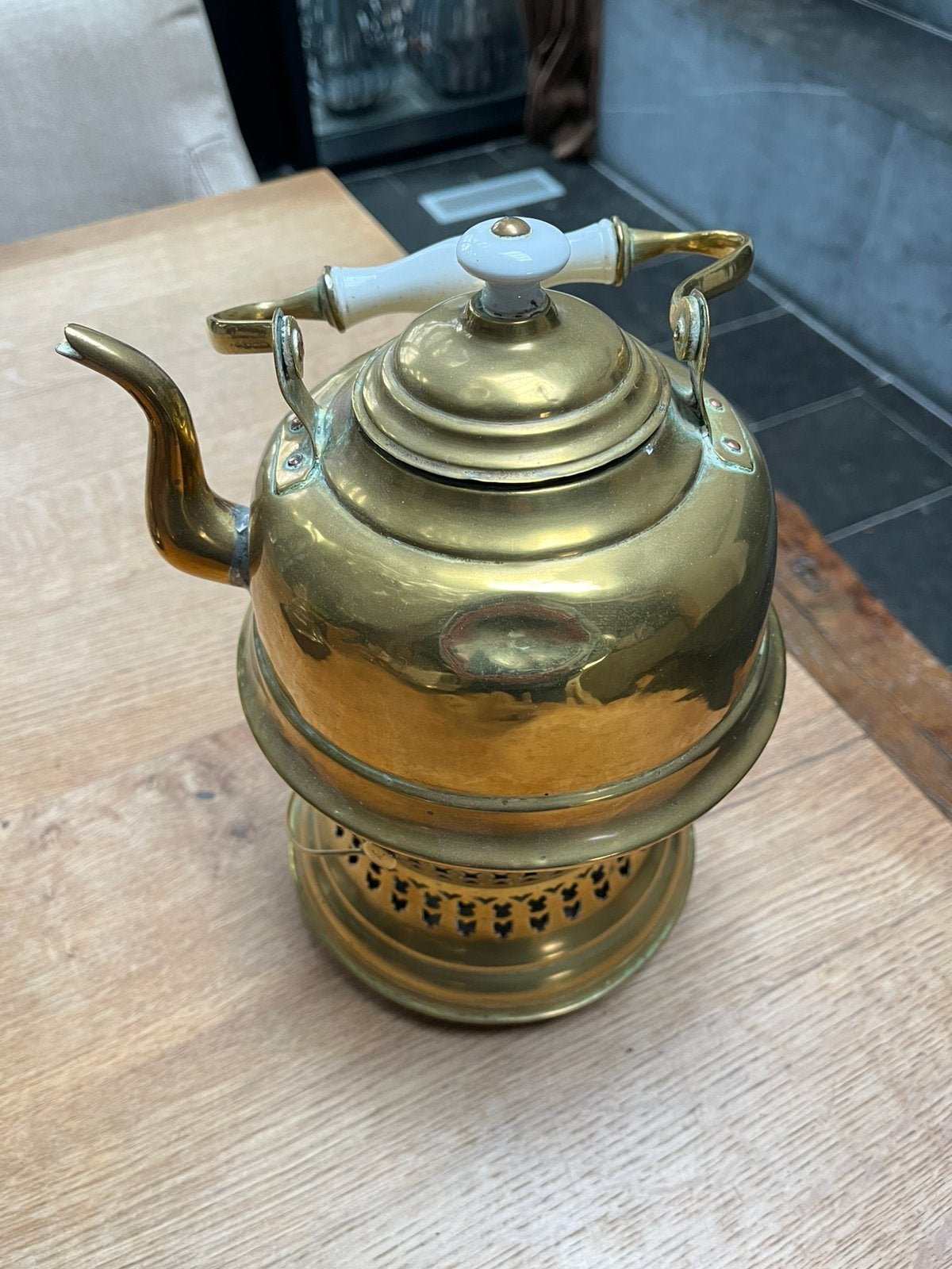 Koperen theepot, theepot, antieke theepot, Ophalen of Verzenden, Koper