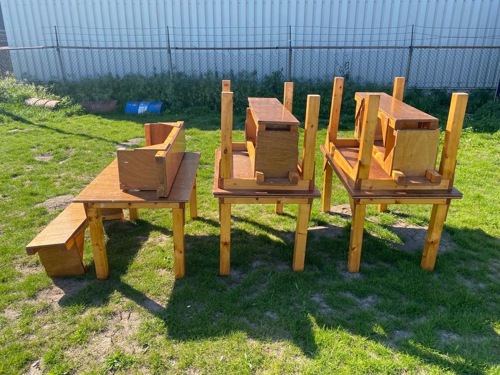 Robuuste houten bankjes voor binnen en buiten, Ophalen, Gebruikt, Rechthoekig, Hout