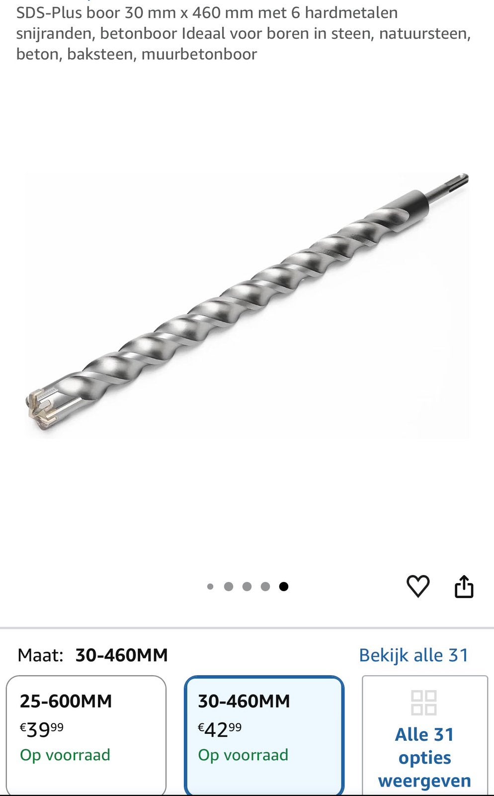 SDS-Plus boor 30 mm x 460 mm, Ophalen of Verzenden, Zo goed als nieuw