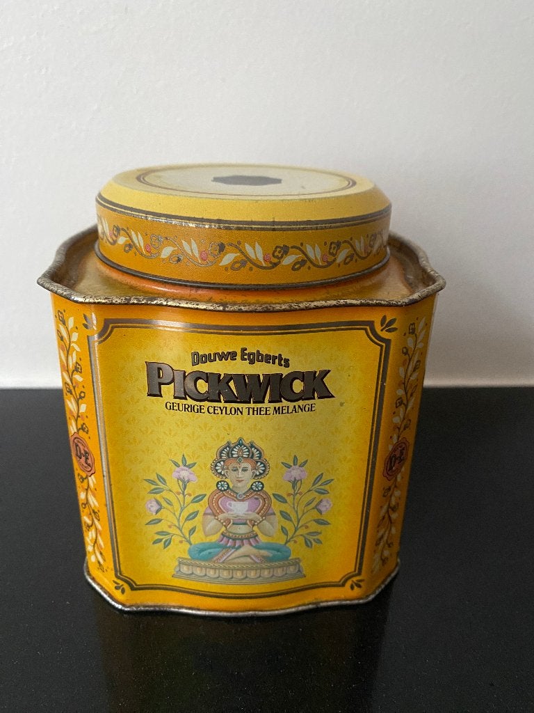 Vintage Pickwick Theeblik | Ceylon melange, Verzamelen, Ophalen of Verzenden, Gebruikt, Thee, Pickwick
