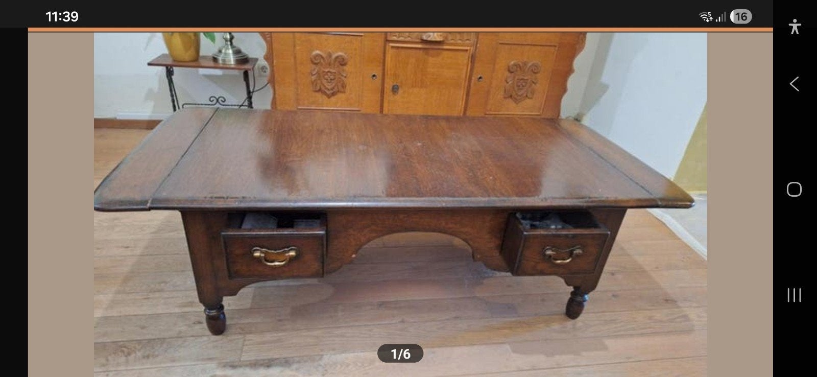 Salontafel 'Engelse hangoor', Huis en Inrichting, Gebruikt, 75 cm of meer, Rechthoekig, Hout