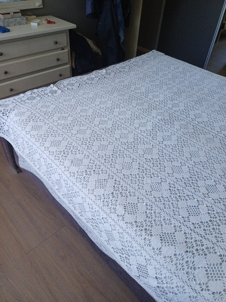 Sprei, Huis en Inrichting, Slaapkamer | Beddengoed, Wit, Katoen, Tweepersoons, Ophalen of Verzenden