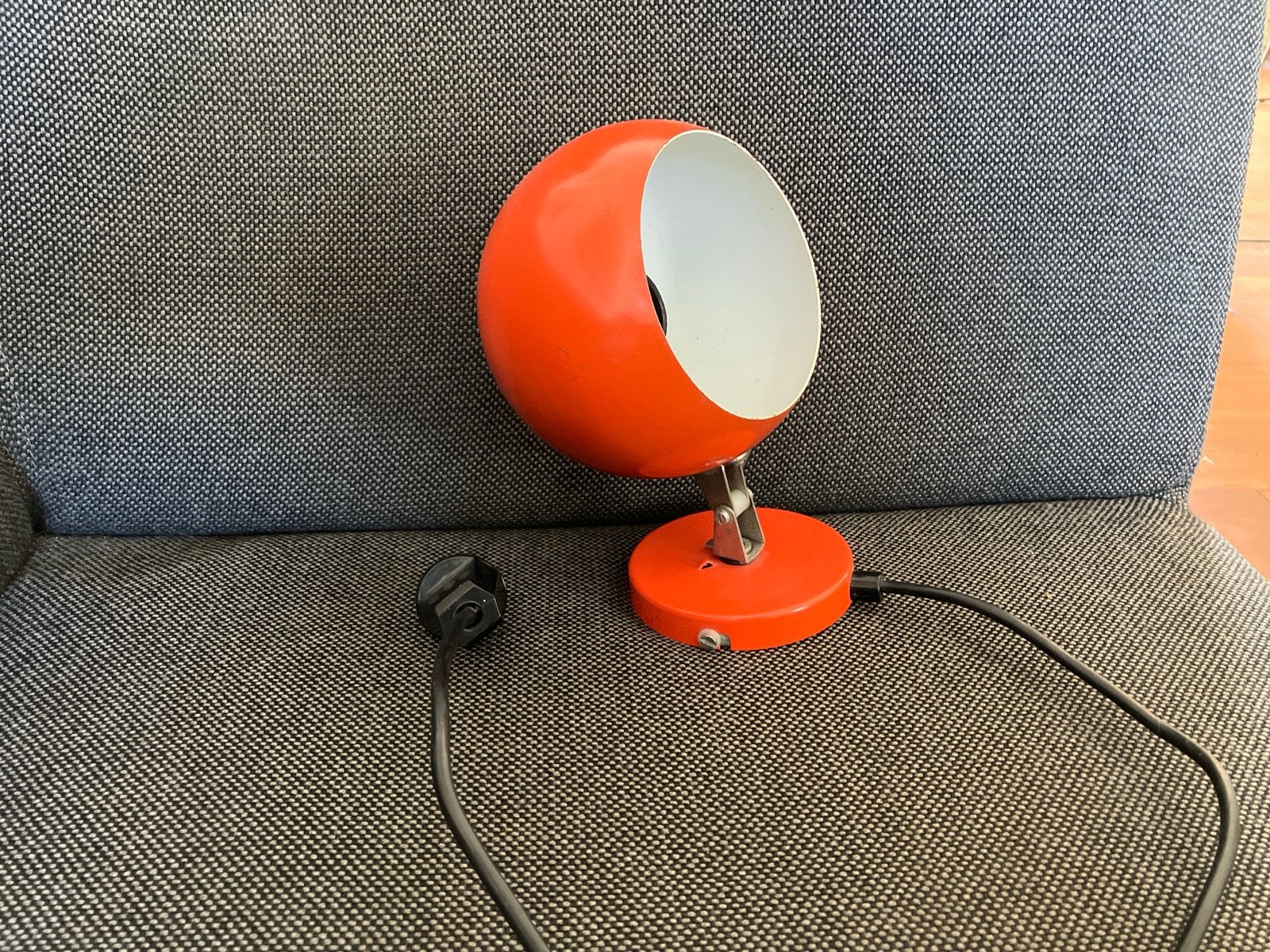 Vintage Oranje Bol Lamp - Jaren '70 Design, Metaal, Gebruikt, Ophalen of Verzenden, Oranje