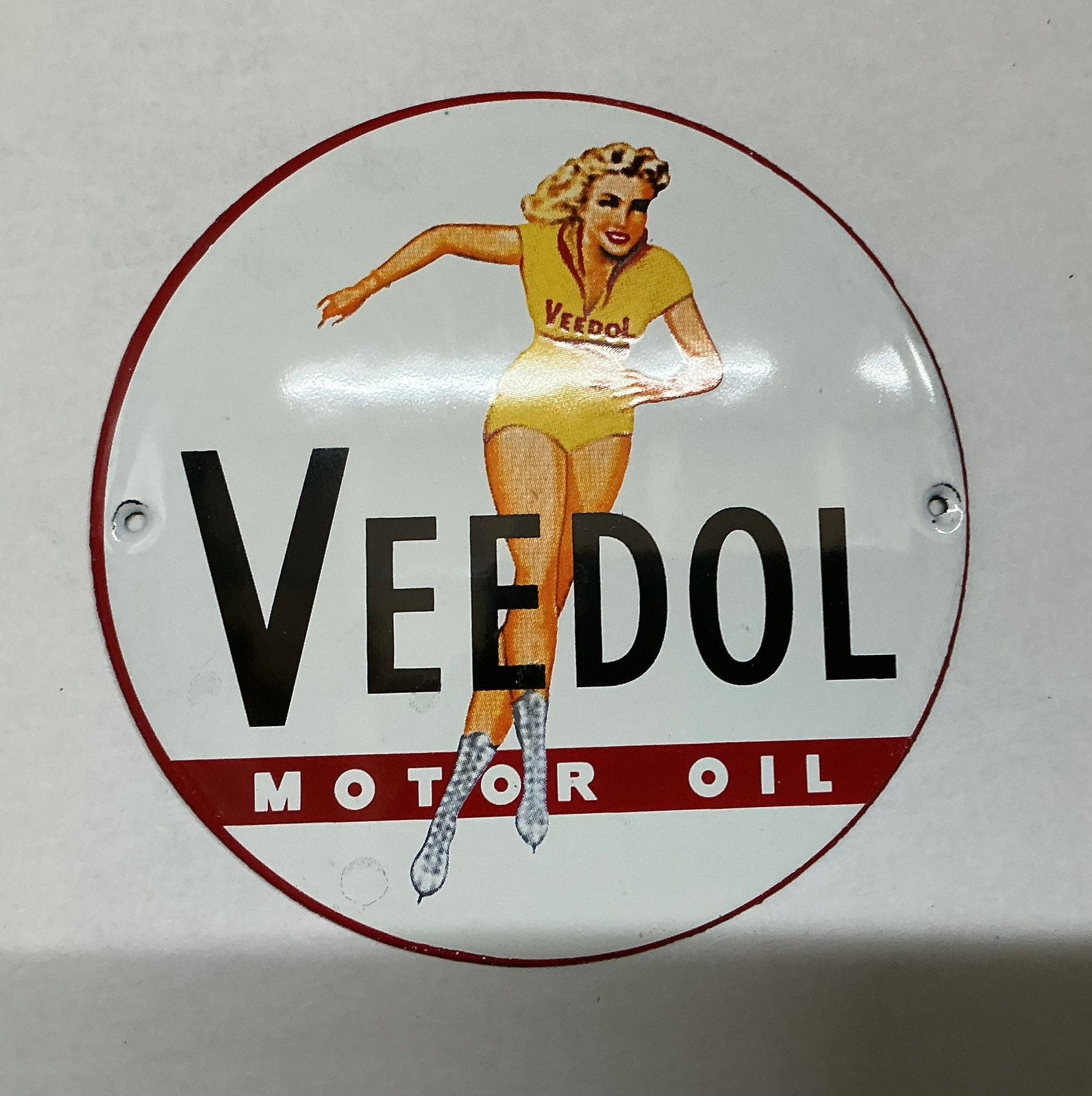 Emaille  bordje VEEDOL, Ophalen of Verzenden