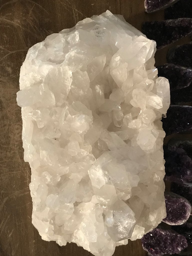 Prachtig groot Bergkristal cluster (36) grote heldere punten, Ophalen of Verzenden, Mineraal