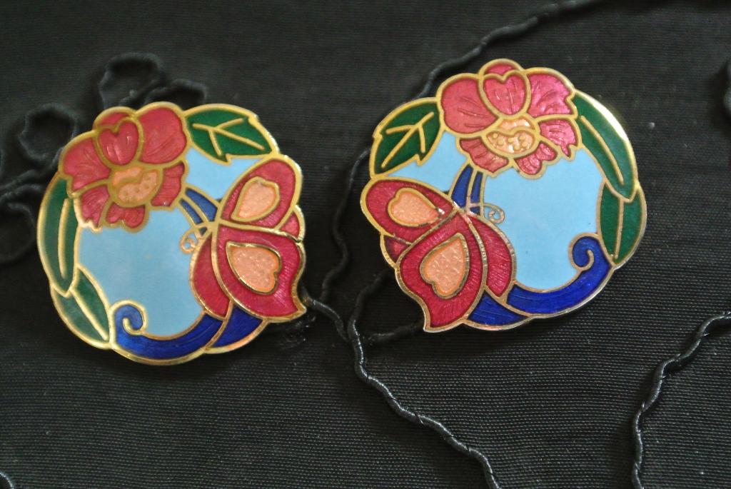 Clips oorbellen, cloisonné, Verzenden, Gebruikt, Overige kleuren, Overige materialen