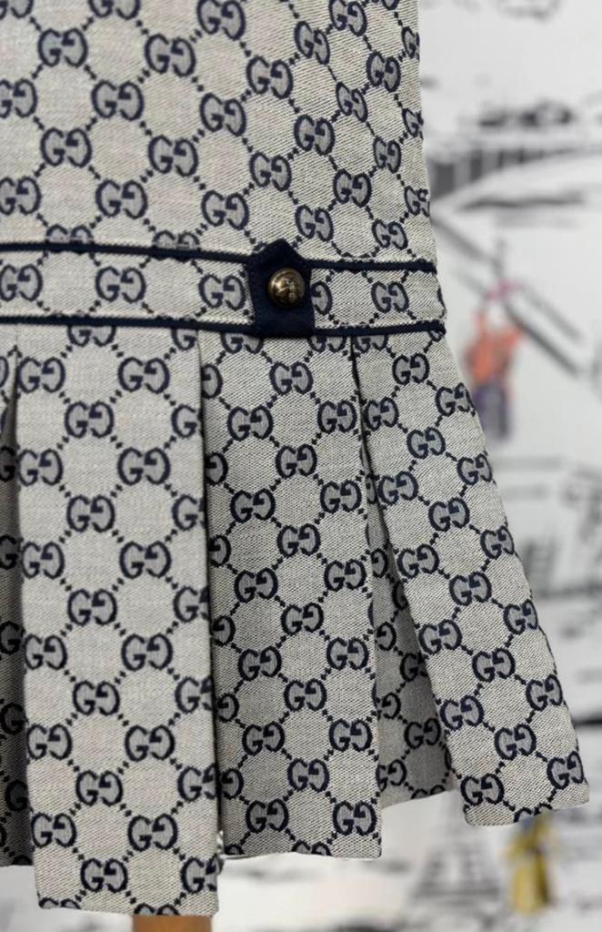 Gucci GG supreme navy canvas jurk maat 6 (850 euro), Customercare@gucci.com, Jurk of Rok, Gucci, Verzenden
