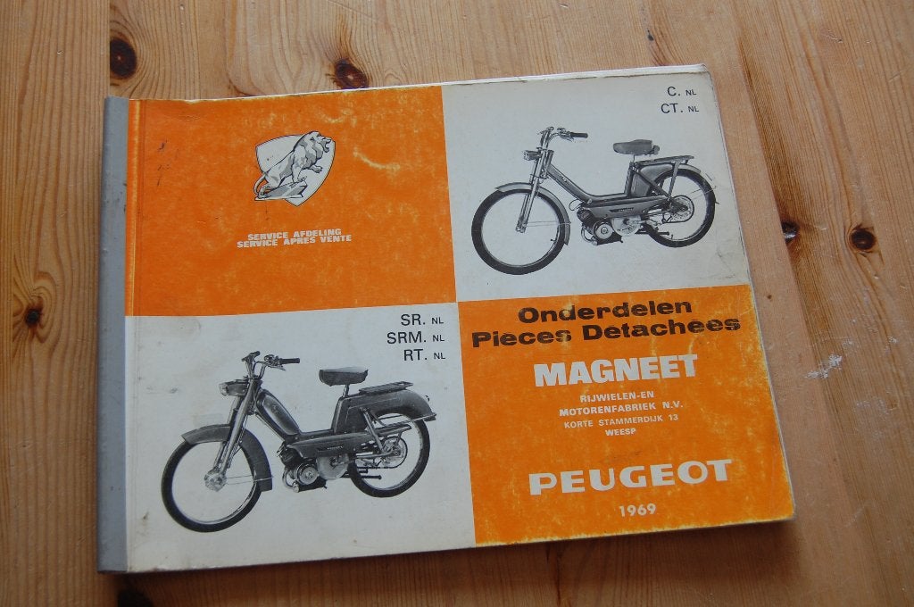 Peugeot SR, SRM, RTM en C, CT onderdelenboek 1969, Fietsen en Brommers, Handleidingen en Instructieboekjes, Ophalen of Verzenden
