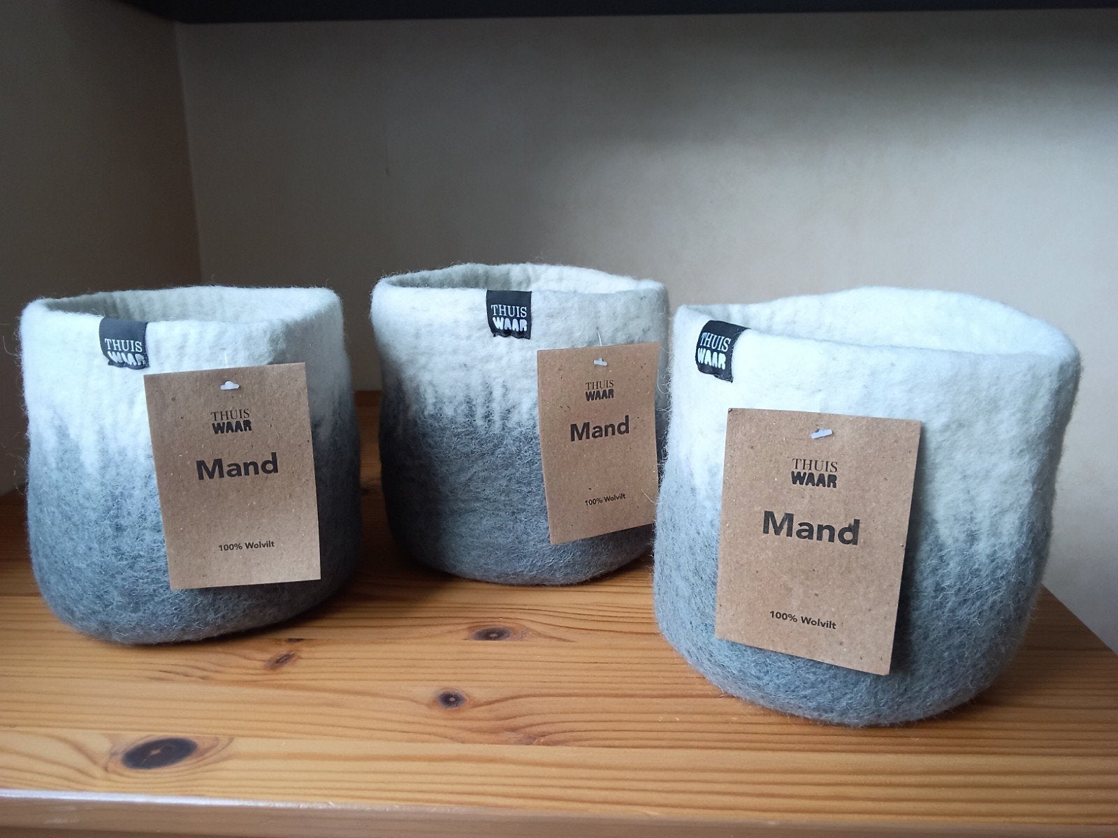 10 x Fairtrade Thuis Waar mand mandje 100% wolvilt wol, Overige materialen, Rond, Nieuw, Ophalen of Verzenden