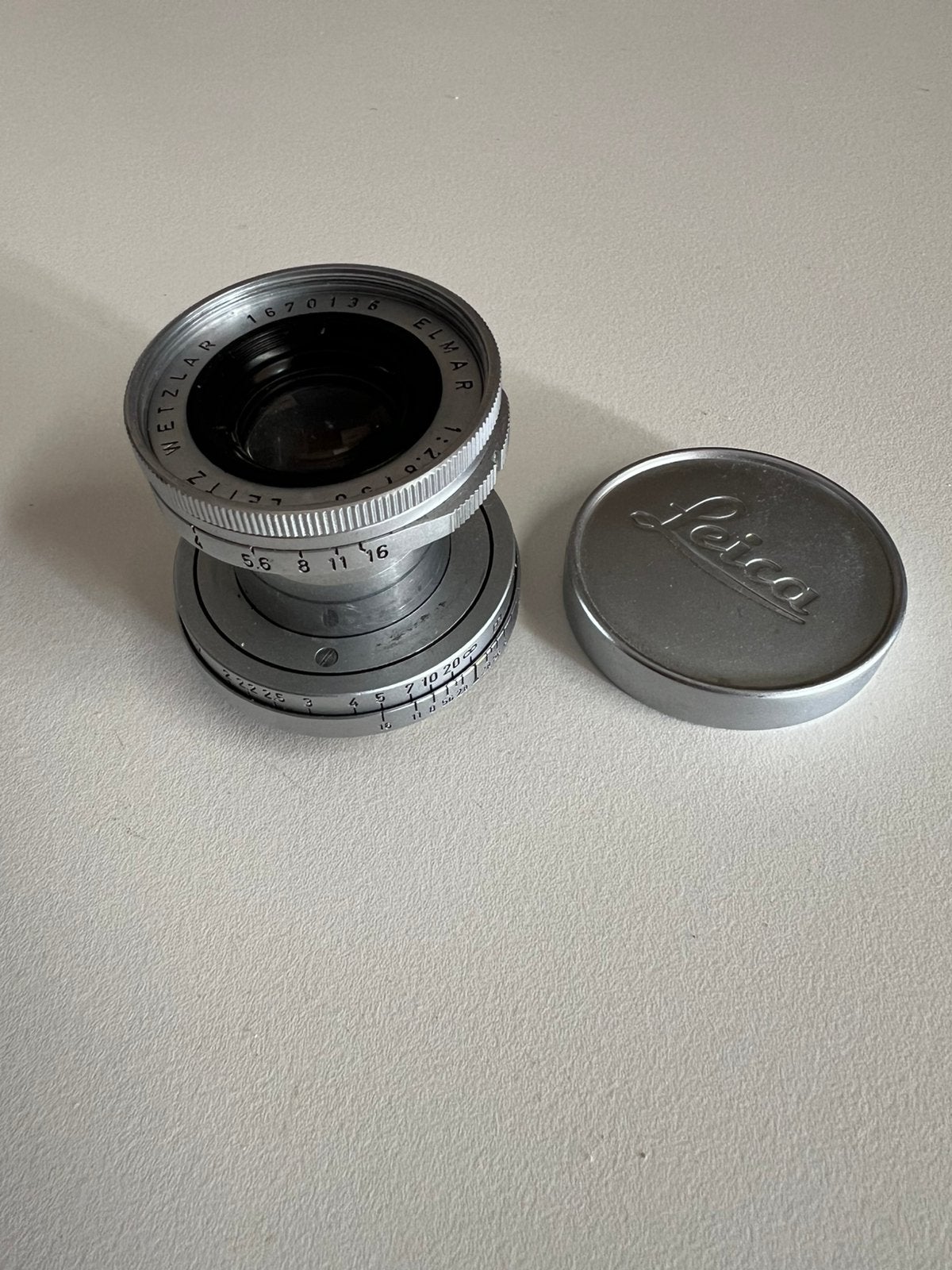 Leica elmar 50mm 2.8 ltm, Gebruikt, Leica, Ophalen of Verzenden, Overige vattingen