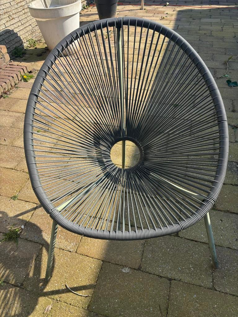 Legergroen loungestoel met metalen onderstel, Ophalen, Gebruikt, Overige kleuren, Metaal