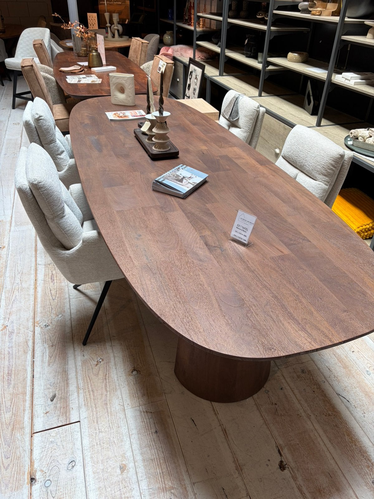 Deens Ovale Eettafel Eleonora Lune – Mangohout 300 x 105cm, Japandi, 100 tot 150 cm, Ophalen of Verzenden, Vijf personen of meer