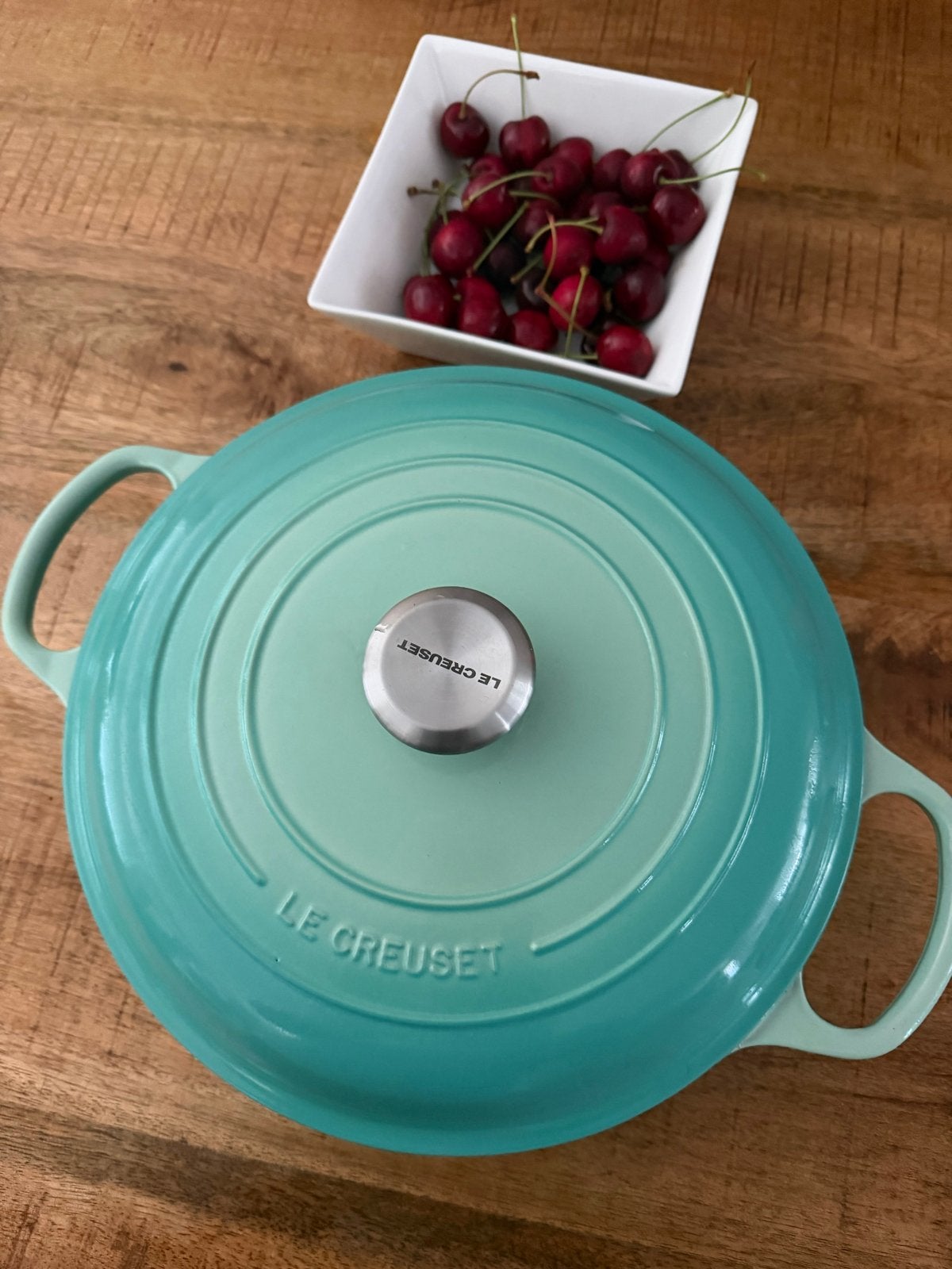 Nieuwe Le Creuset braadpan 30 cm - Cool mint, Ophalen of Verzenden, Nieuw, Gietijzer