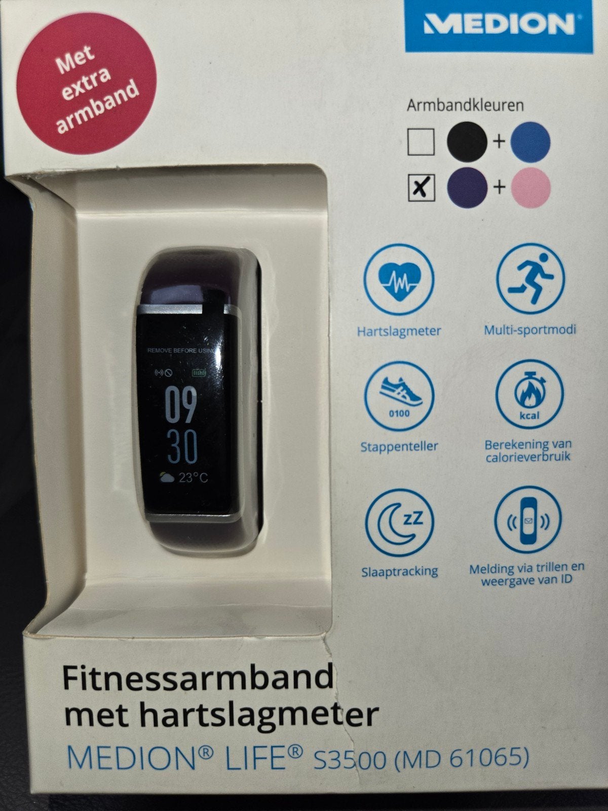 Medion Life S3500 Fitnessarmband met hartslagmeter, Ophalen of Verzenden, Nieuw, Zwart, MEDION