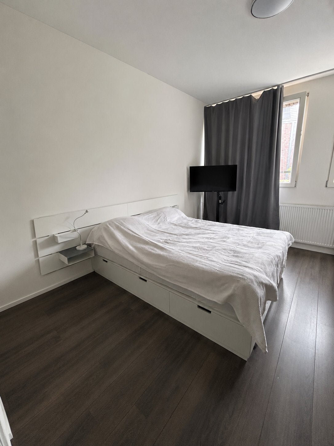 IKEA NORDLI bedframe met lades en hoofdeinde, wit, Huis en Inrichting, Slaapkamer | Bedden, Ophalen, Gebruikt, Wit, Tweepersoons