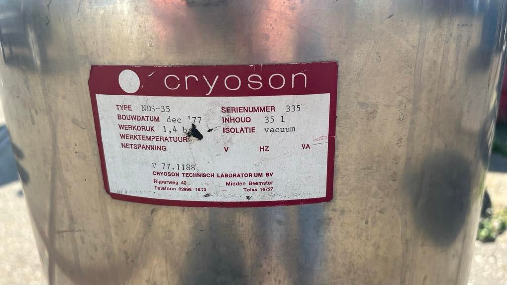 Cryoson NDS-35 Dewarvat - 35 Liter Vacuüm Geïsoleerd, Ophalen