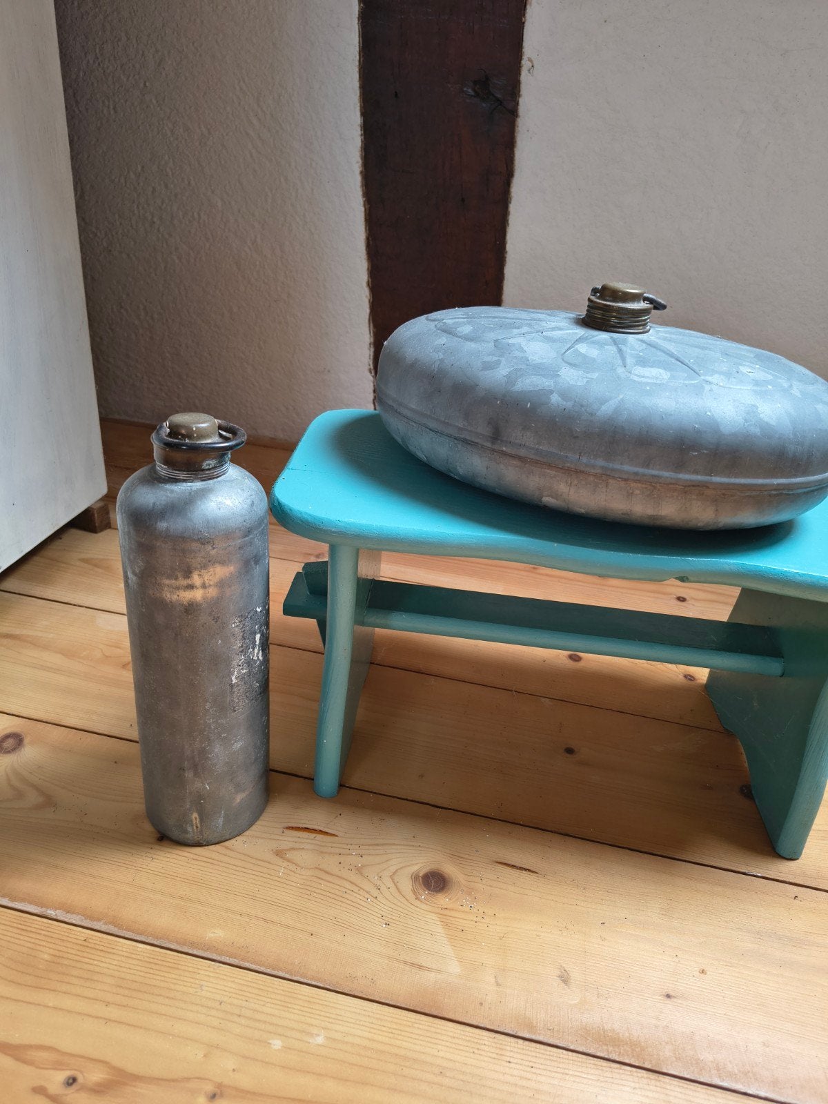 2 brocante zinken kruiken, Ophalen of Verzenden