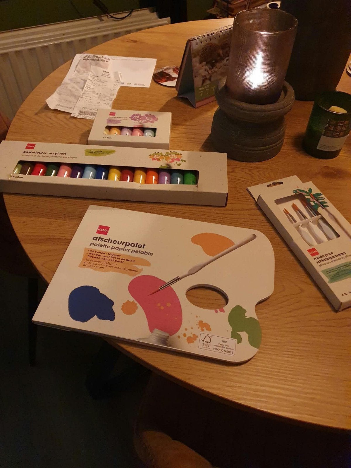 Acrylverf set met palet en penselen, Hobby en Vrije tijd, Ophalen of Verzenden