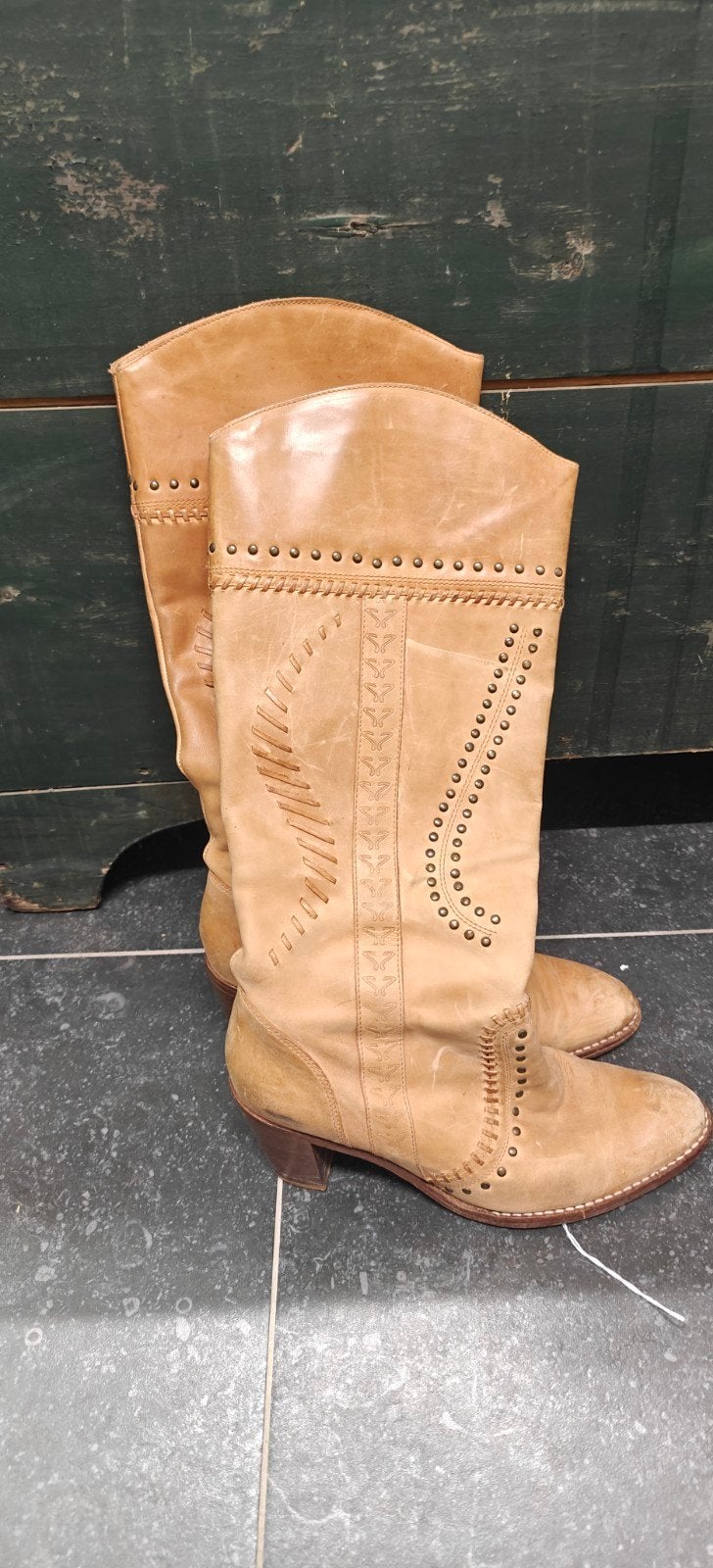 laatzen, Hoge laarzen, Beige, Ophalen of Verzenden, Gedragen