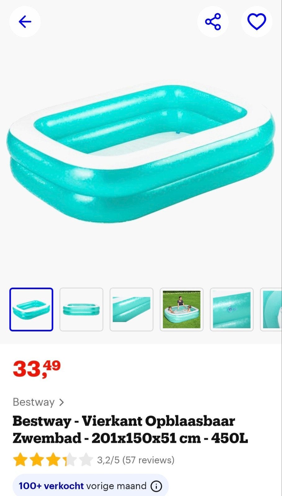 Opblaasbaar zwembad, Tuin en Terras, Ophalen, Gebruikt, Minder dan 80 cm, Opblaaszwembad