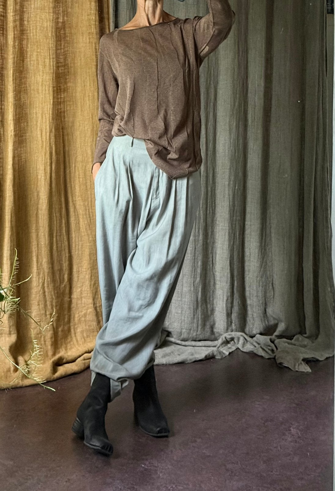 Toffe linnenmix broek wijd quira vib 36/38 it 40 kiezel, Kleding | Dames, Ophalen of Verzenden, Zo goed als nieuw, Maat 36 (S)