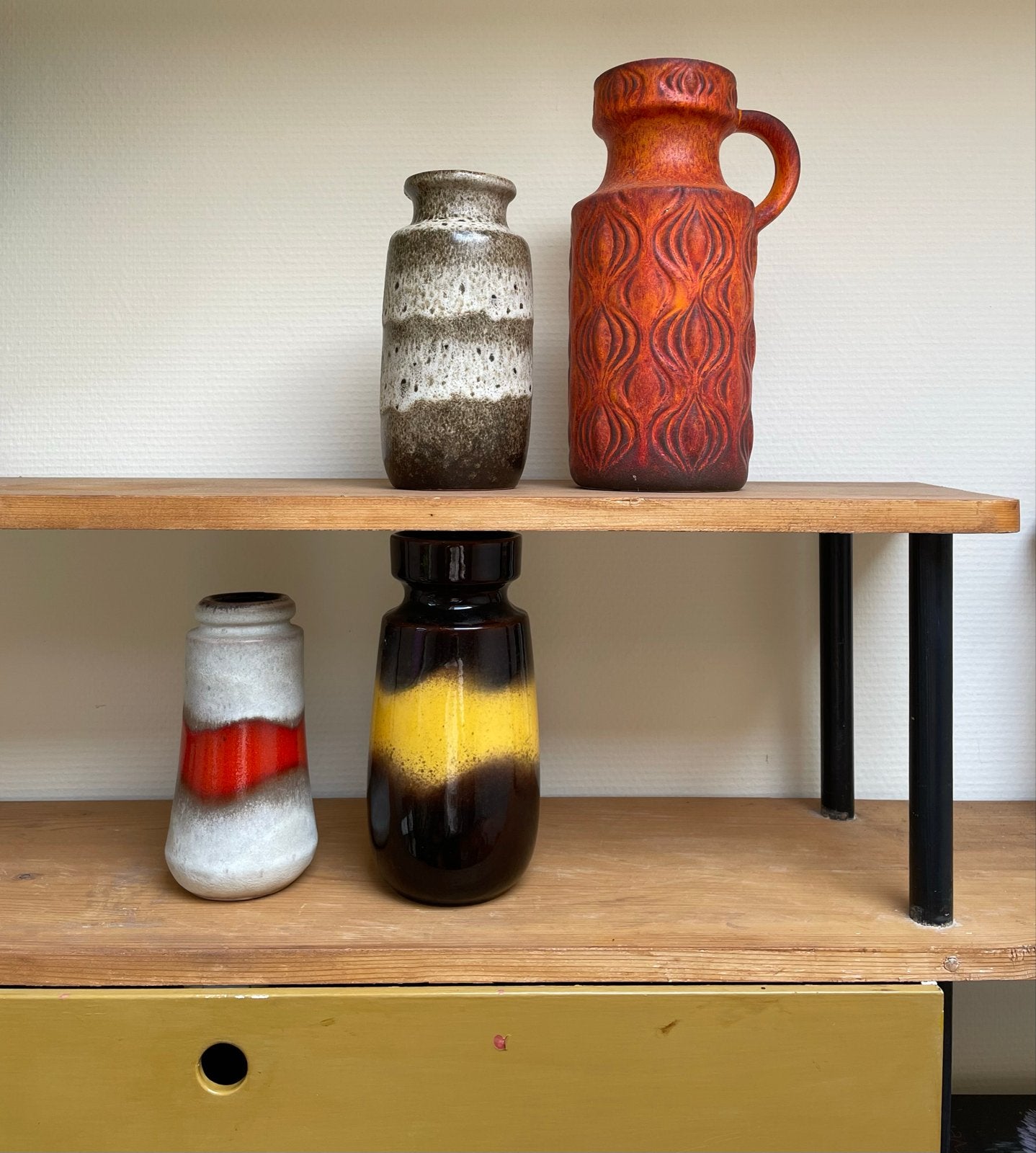 Vintage West-Duits Aardewerk Vazen Set - Fat Lava Stijl, Ophalen of Verzenden