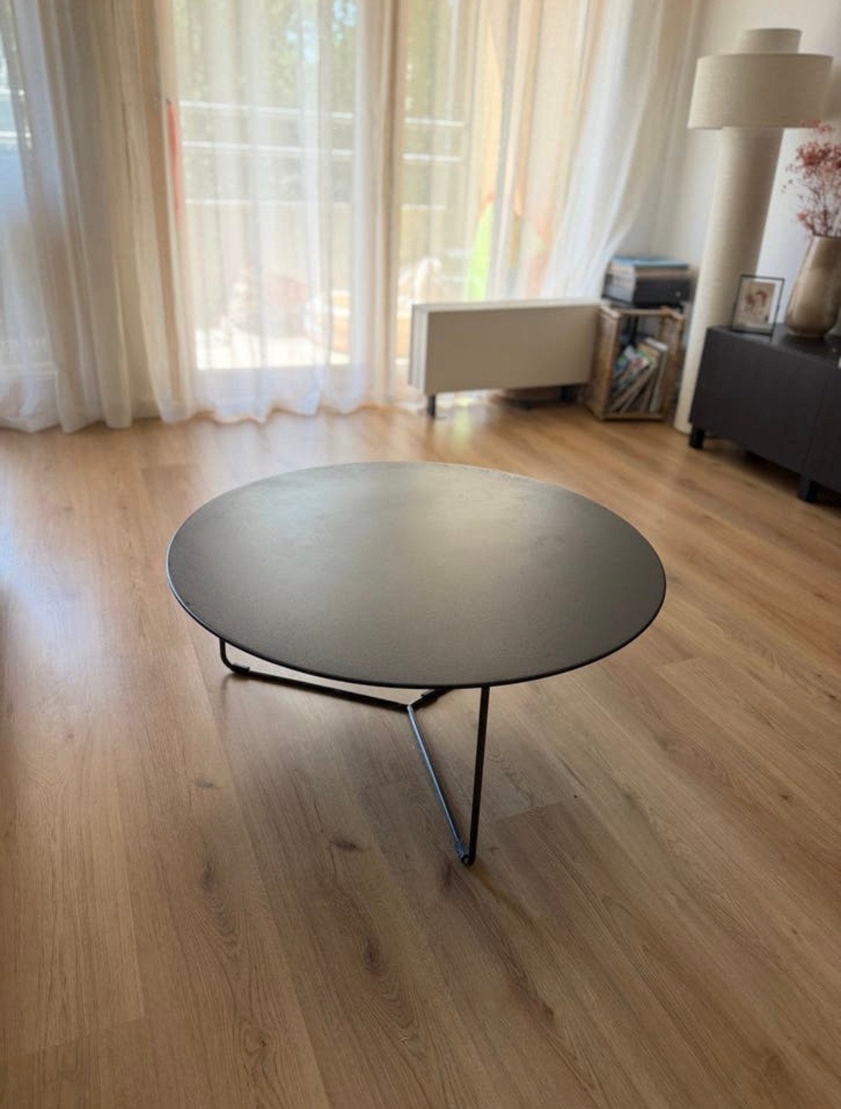 Salontafel rond - Zwart metaal, Ophalen, Rond, 50 tot 100 cm, Zo goed als nieuw